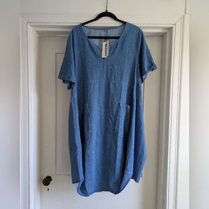 NWT Lightweight Denim Lagenlook Dress W/ Pockets- M